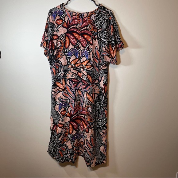 H&M Orange Multicolor Geometric Short Sleeve Kaftan Dress Size 2 - Picture 4 of 10